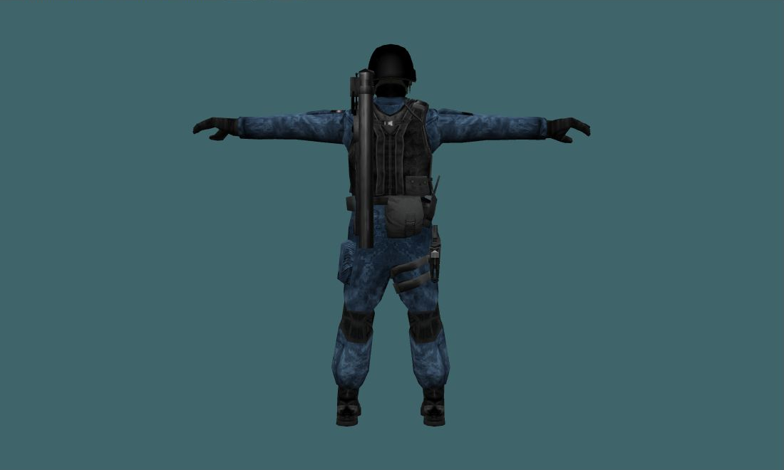 GSG9 (Blue Camo) - Human Model - back - GoldSrc Studio preview