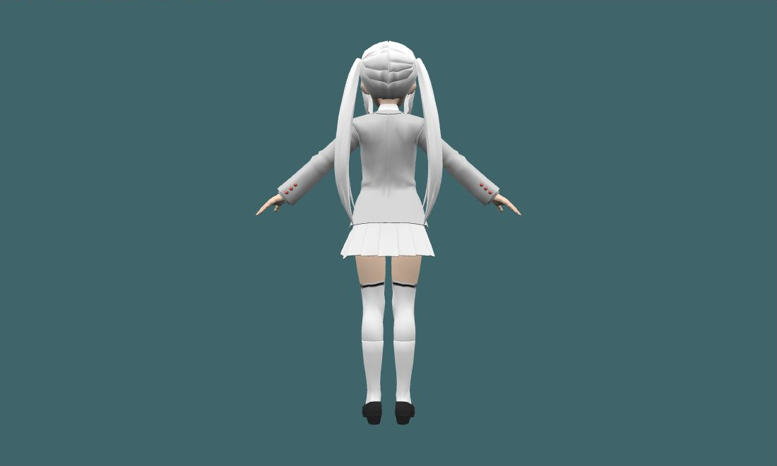 Azusa (White) - Human Model - back - GoldSrc Studio preview
