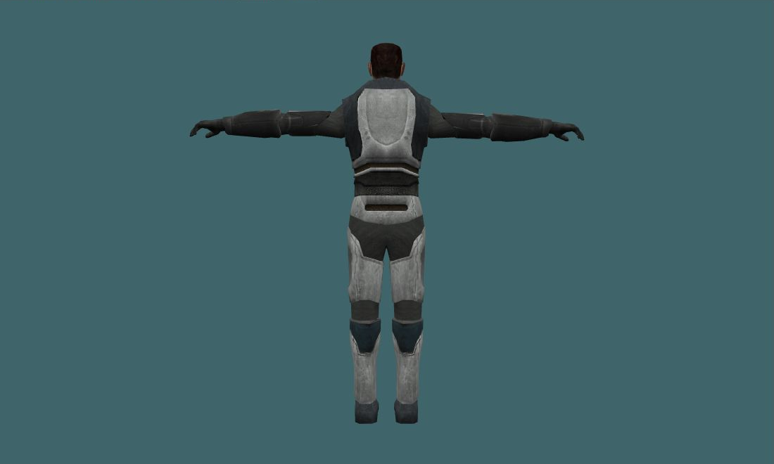 Gordon Freeman (White) - Human Model - back - GoldSrc Studio preview