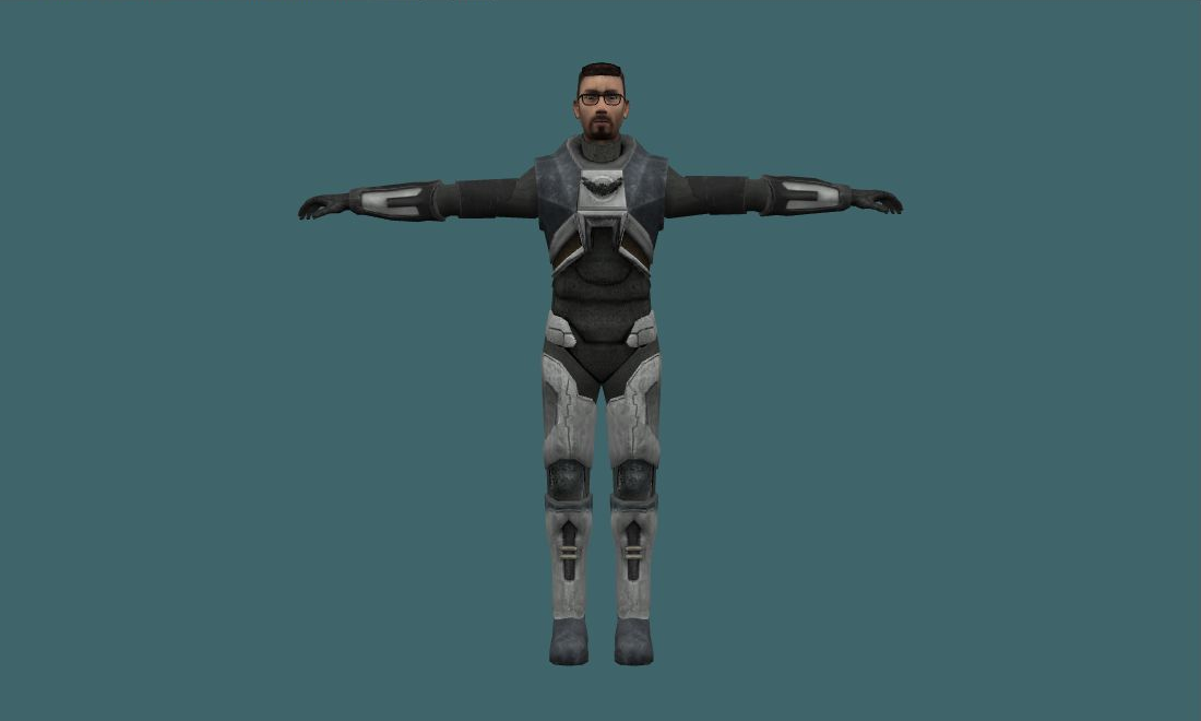 Gordon Freeman (White) - Human Model - front - GoldSrc Studio preview