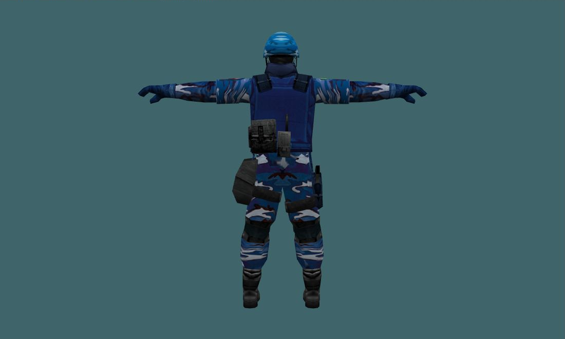 Sky Blue Camo - Human Model - back - GoldSrc Studio preview
