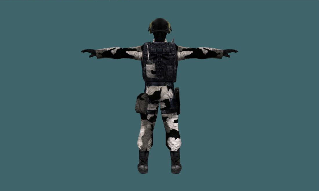 Winter Camo Counter-Terrorists — gign — Human Model - back - GoldSrc Studio preview
